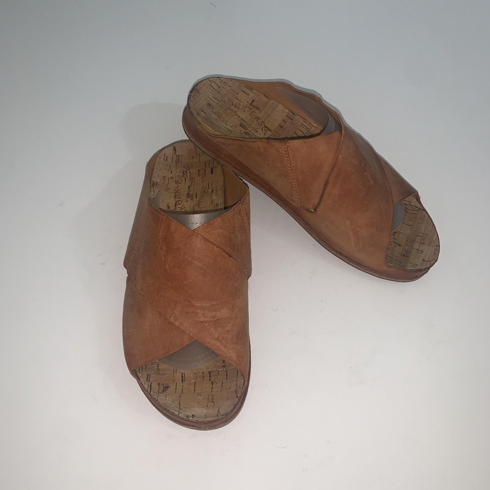 Kork-Ease Sandals Womens Size 9 Brown Leather Slide Flat Comfort Shoes
